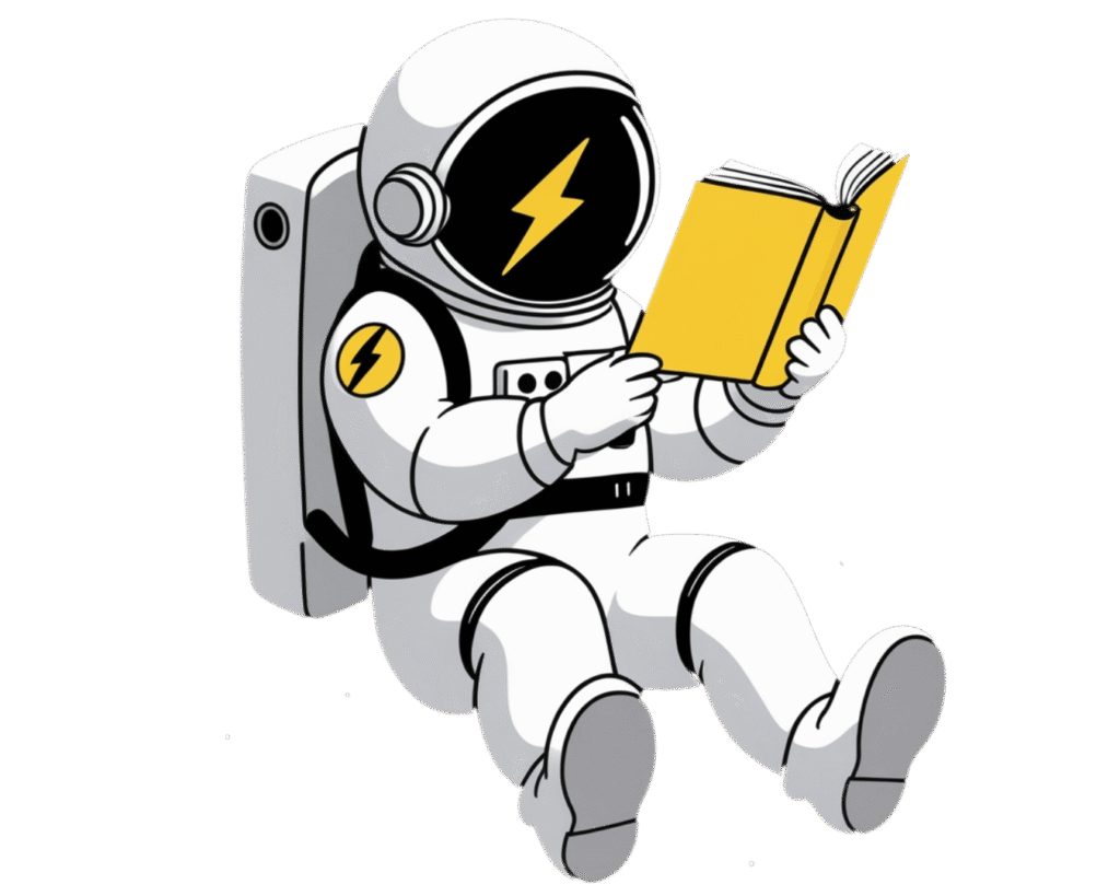Astronauta che legge un libro del blog di BeAve sul Marketing Digitale