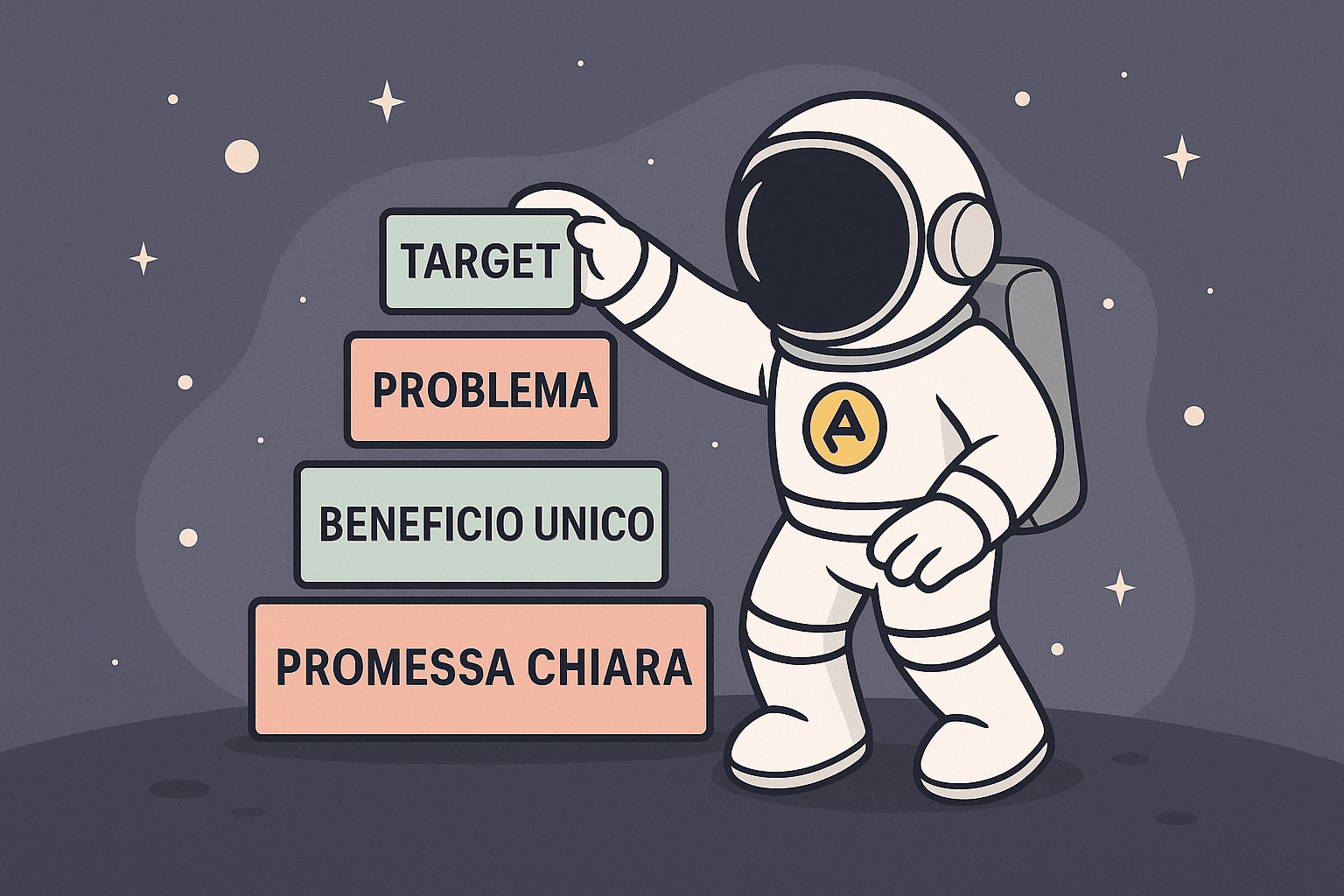 Infografica illustrata sulla costruzione della Unique Selling Proposition