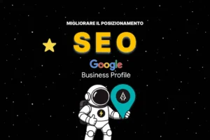 Astronauta BeAve con simbolo di localizzazione che indica SEO per profilo Google Business